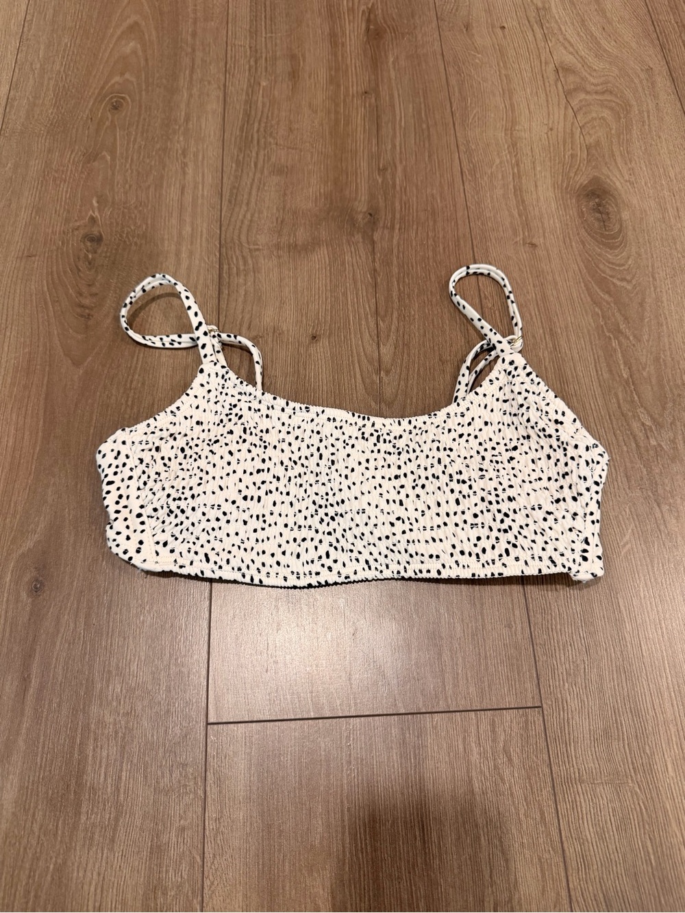 Xhilaration White and Black Speckled Smocked Bikini Top